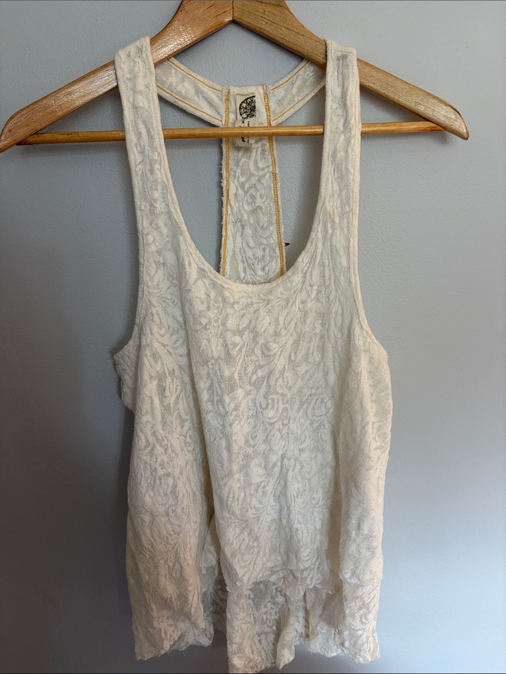 Free People Cream Lace Racerback Tank